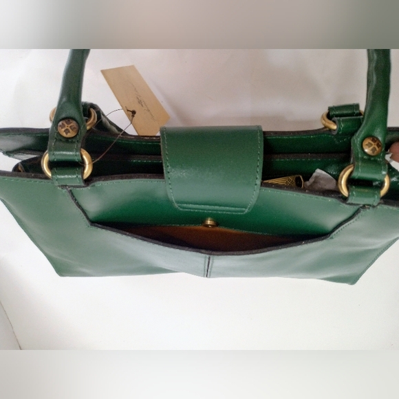 NWT Patricia Nash Tooled Leather Rienzo Satchel Shoulder Bag, Soft Green - Picture 5 of 15